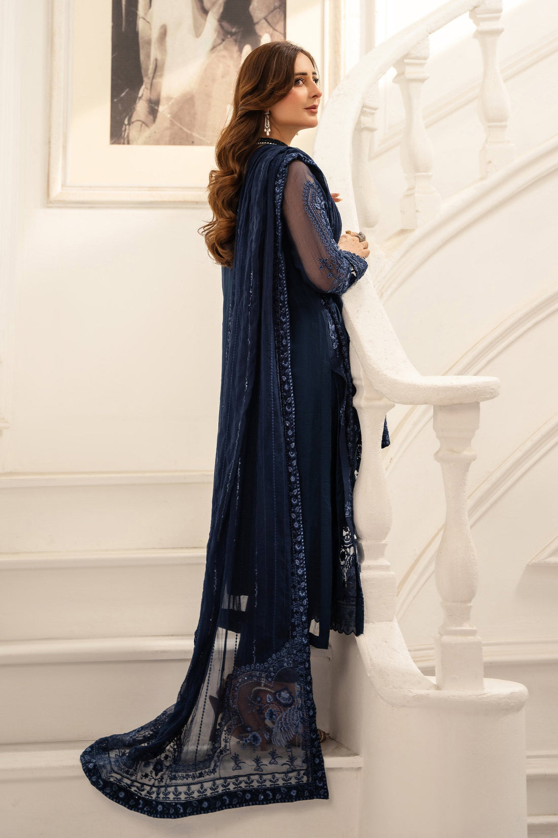 Maria B | Pre Fall Dresses | 3 Piece Embroidered Chiffon Suit RR - Official Maria B - Agha Fabrics UK