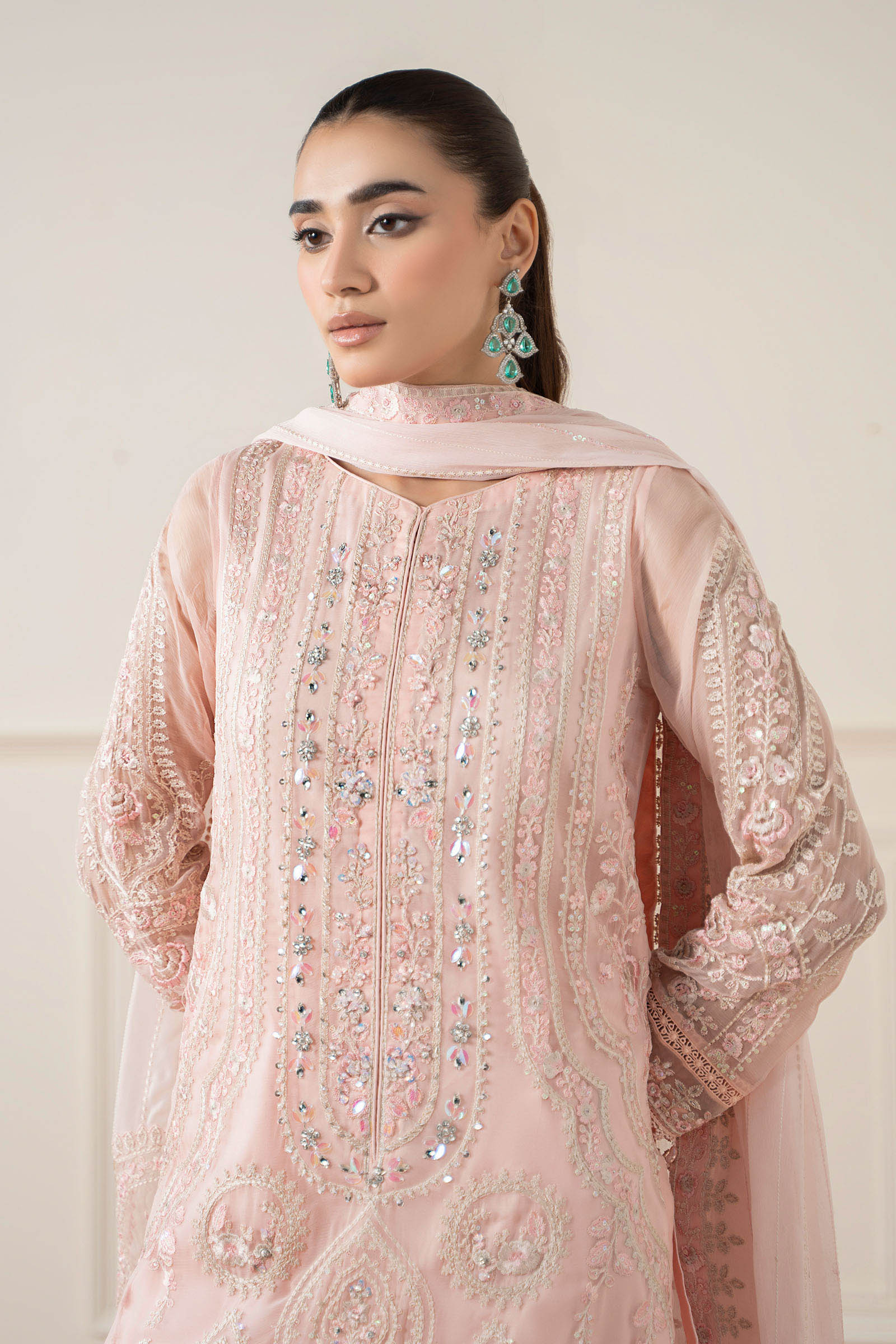 Maria B | Pre Fall Dresses | 3 Piece Embroidered Chiffon Suit OO - Official Maria B - Agha Fabrics UK