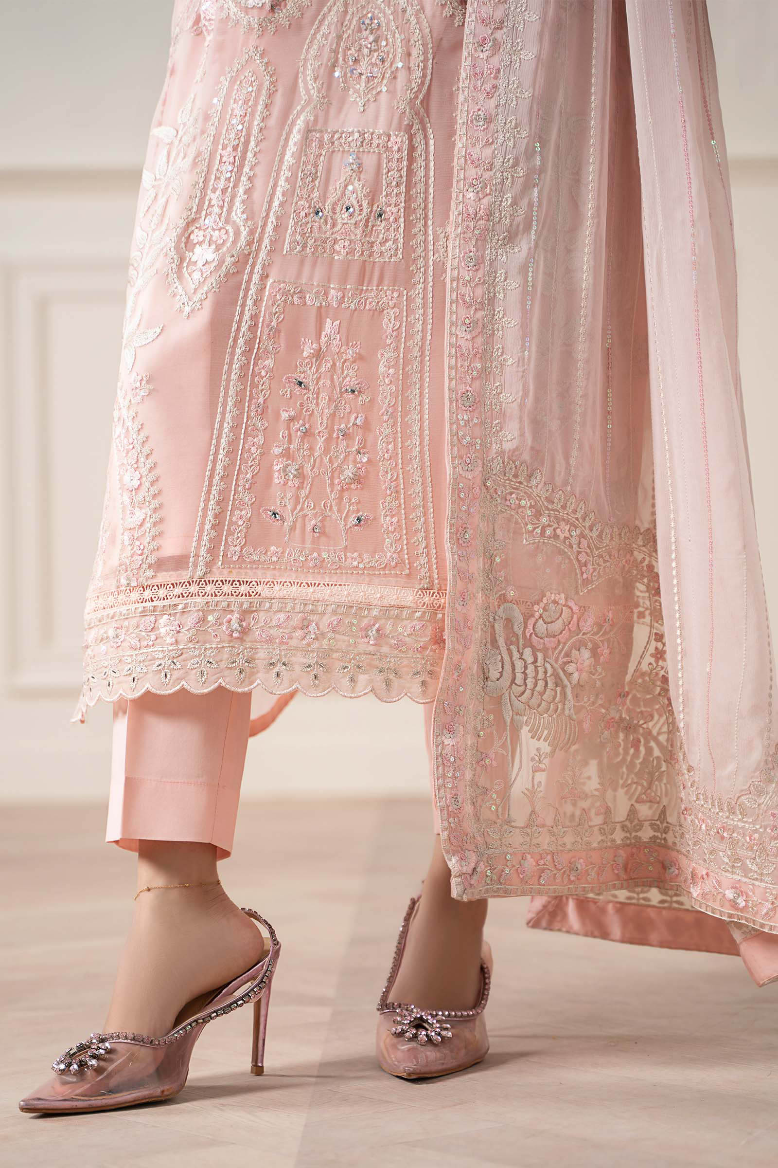 Maria B | Pre Fall Dresses | 3 Piece Embroidered Chiffon Suit OO - Official Maria B - Agha Fabrics UK
