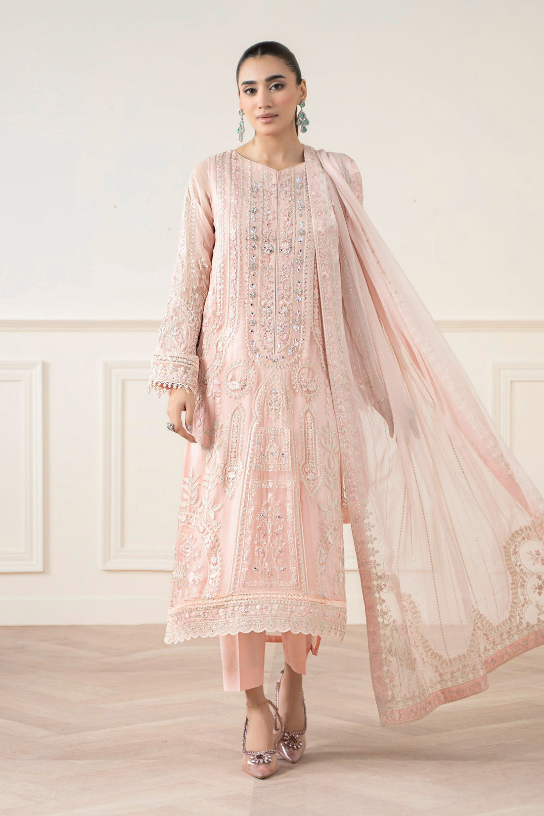 Maria B | Pre Fall Dresses | 3 Piece Embroidered Chiffon Suit OO - Official Maria B - Agha Fabrics UK