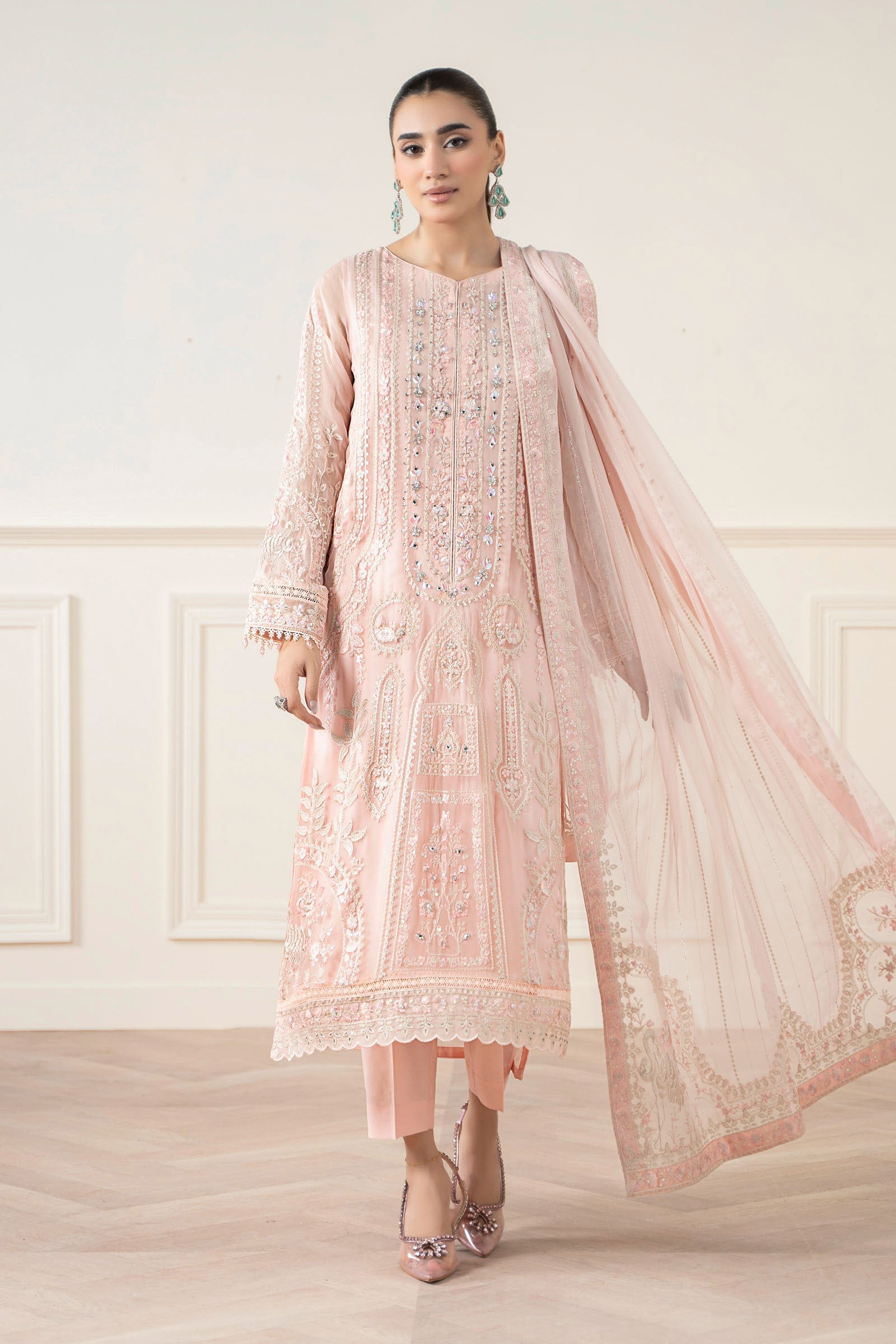 Maria B | Pre Fall Dresses | 3 Piece Embroidered Chiffon Suit OO - Official Maria B - Agha Fabrics UK