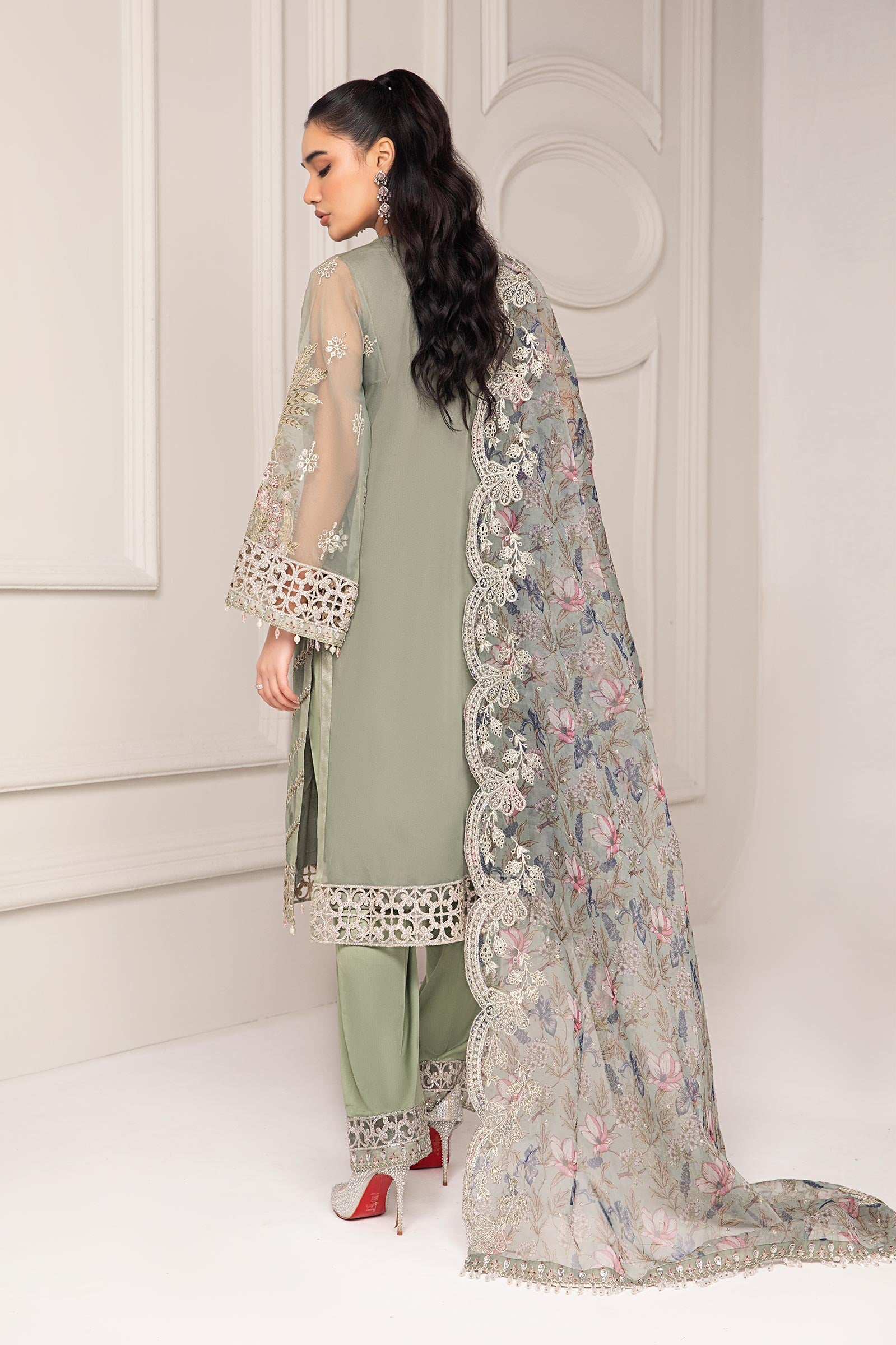 Maria B | Pre Fall Dresses | 3 Piece Embroidered Organza Suit TT - Official Maria B - Agha Fabrics UK