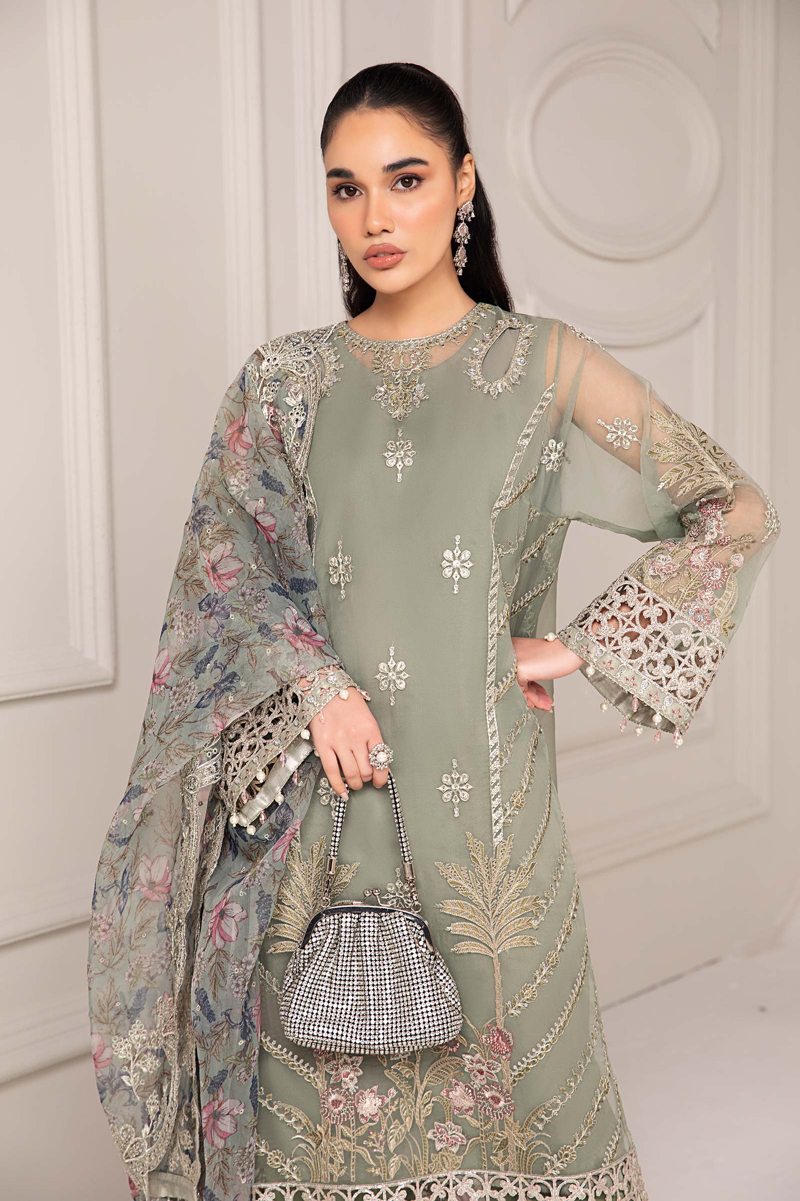 Maria B | Pre Fall Dresses | 3 Piece Embroidered Organza Suit TT - Official Maria B - Agha Fabrics UK