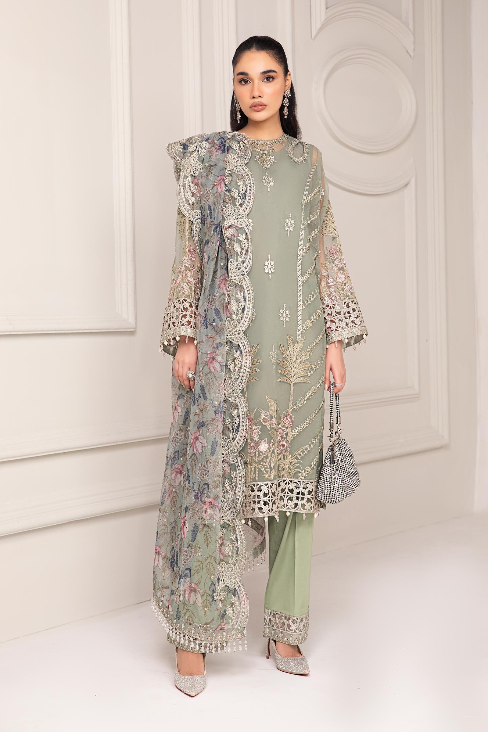Maria B | Pre Fall Dresses | 3 Piece Embroidered Organza Suit TT - Official Maria B - Agha Fabrics UK