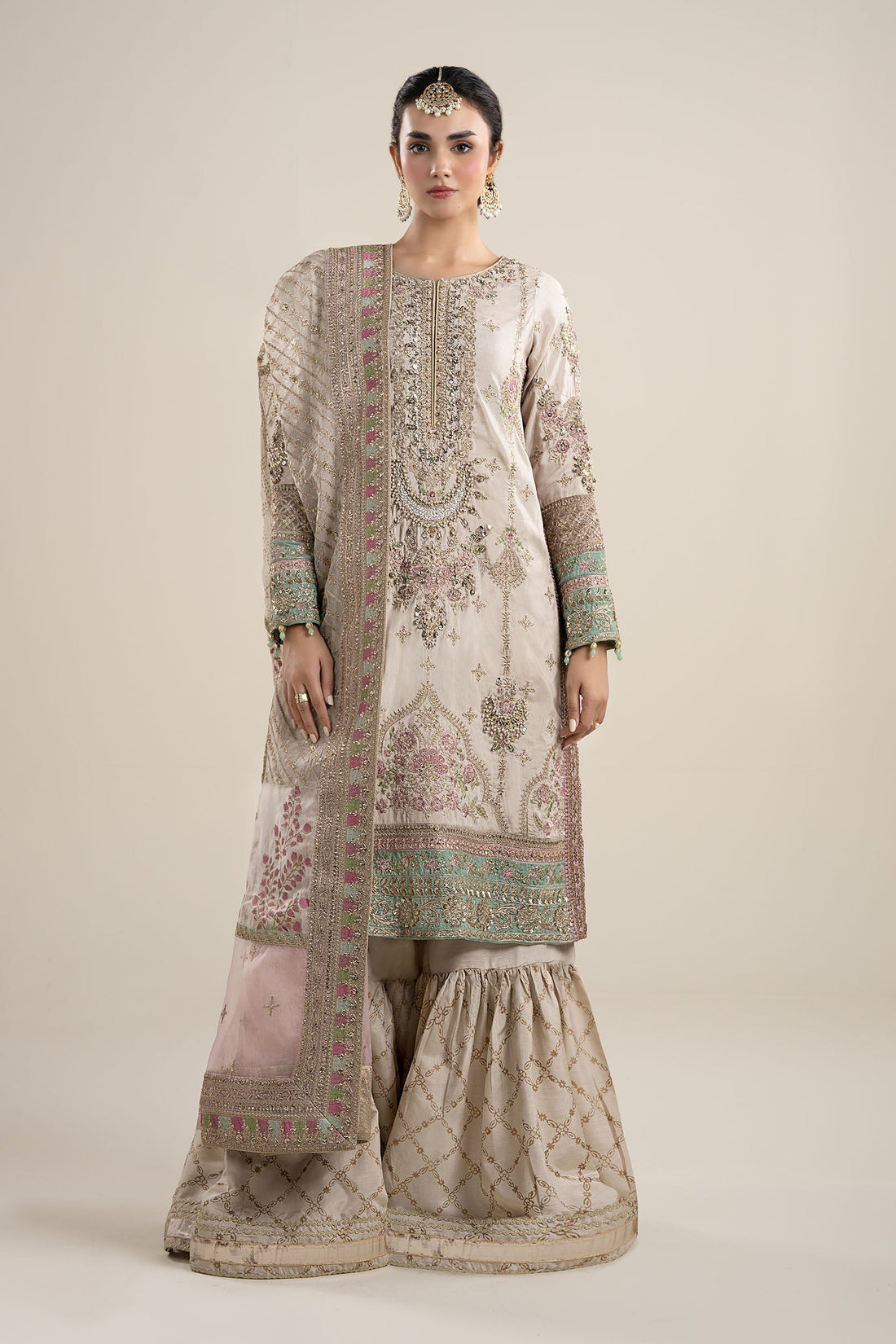 Maria B | Pre Fall Dresses | 3 Piece Embroidered Bamber Raw Silk Suit HH - Official Maria B - Agha Fabrics UK