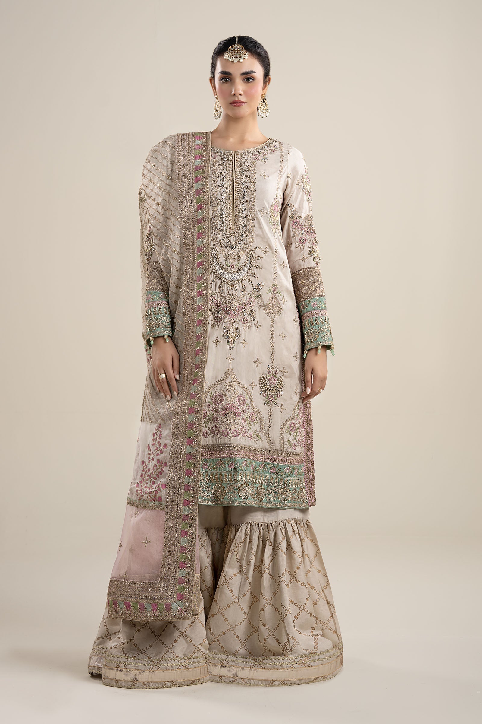 Maria B | Pre Fall Dresses | 3 Piece Embroidered Bamber Raw Silk Suit HH - Official Maria B - Agha Fabrics UK