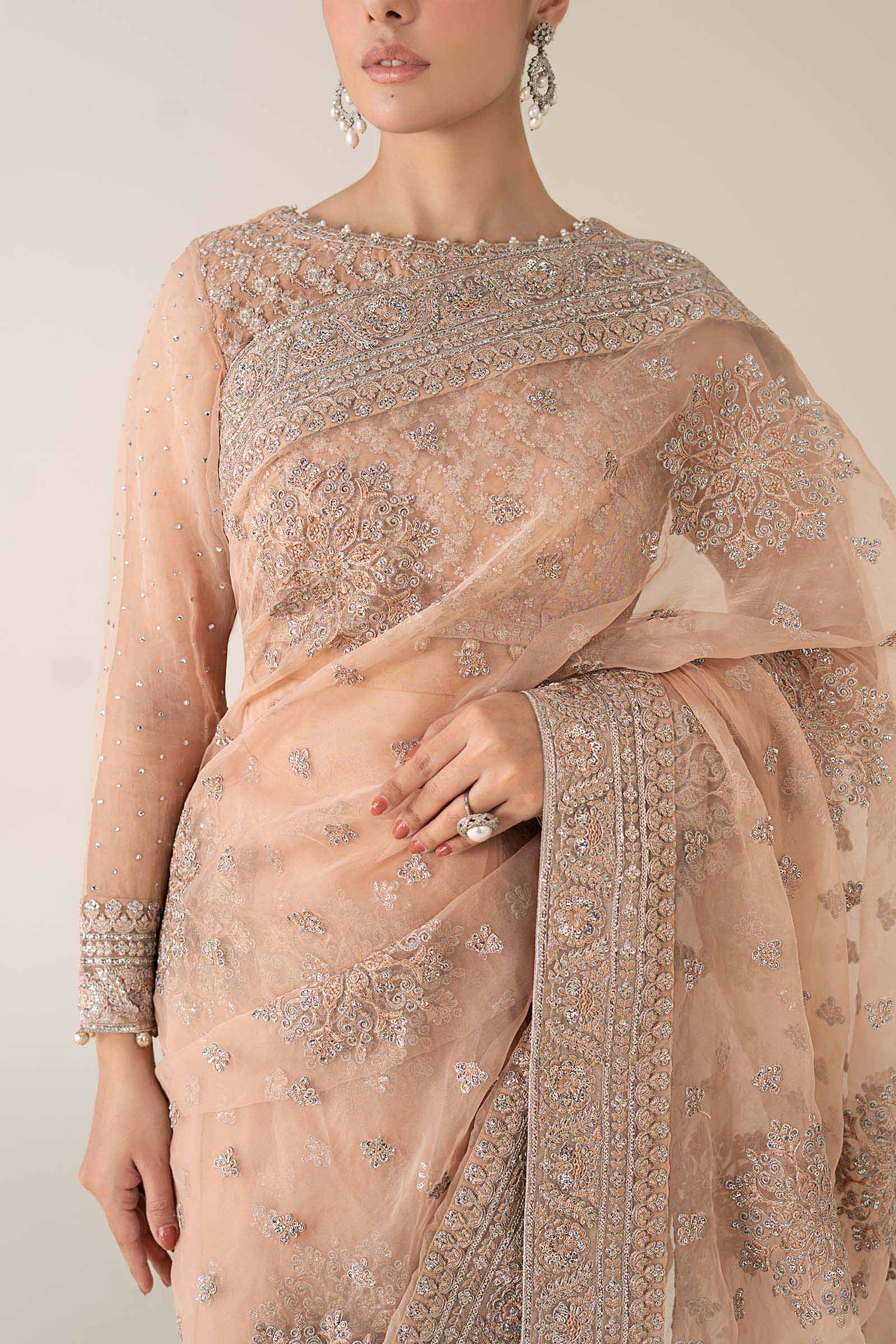 Maria B | Pre Fall 25 | Organza Saree 09 - Official Maria B - Agha Fabrics UK