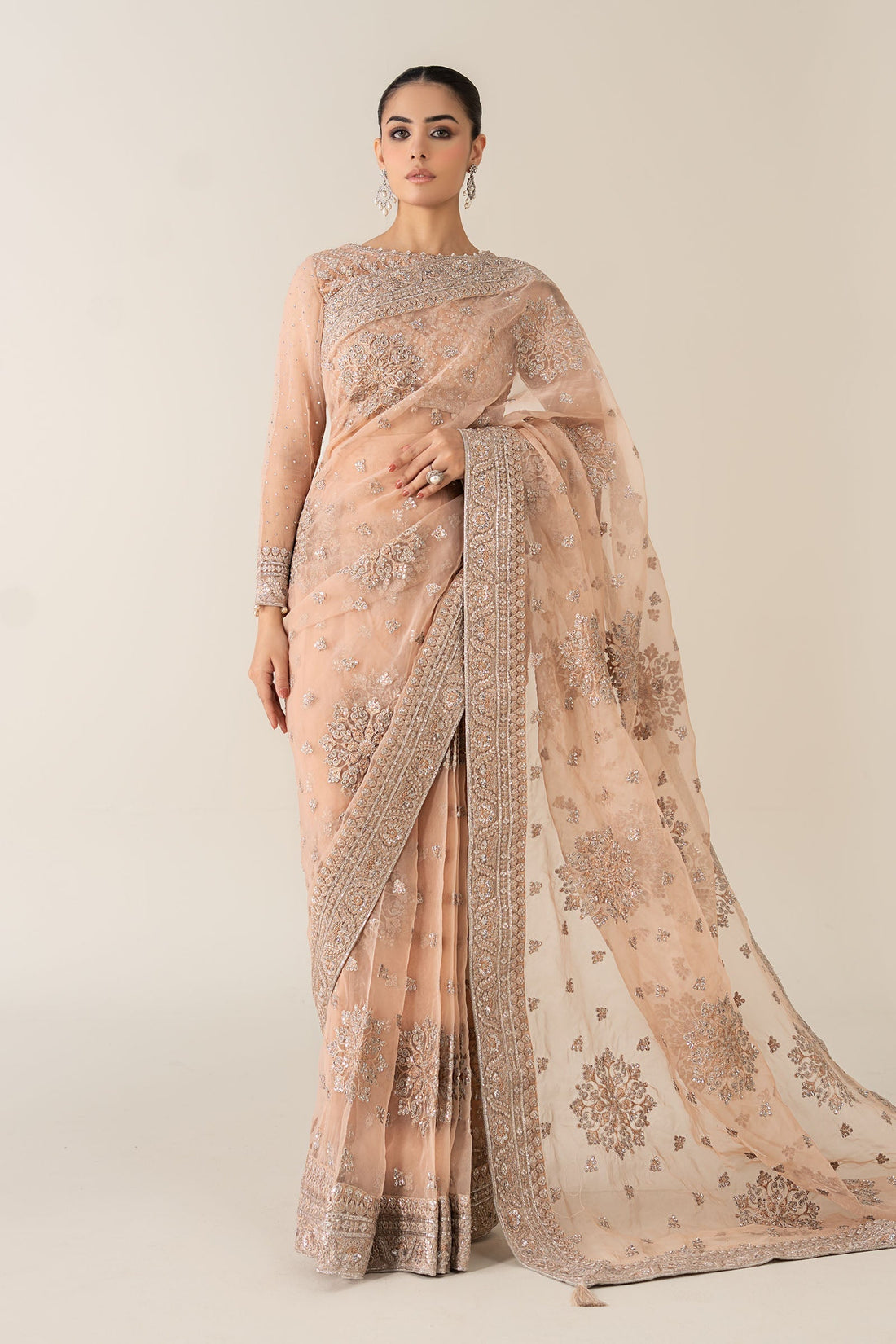 Maria B | Pre Fall 25 | Organza Saree 09 - Official Maria B - Agha Fabrics UK