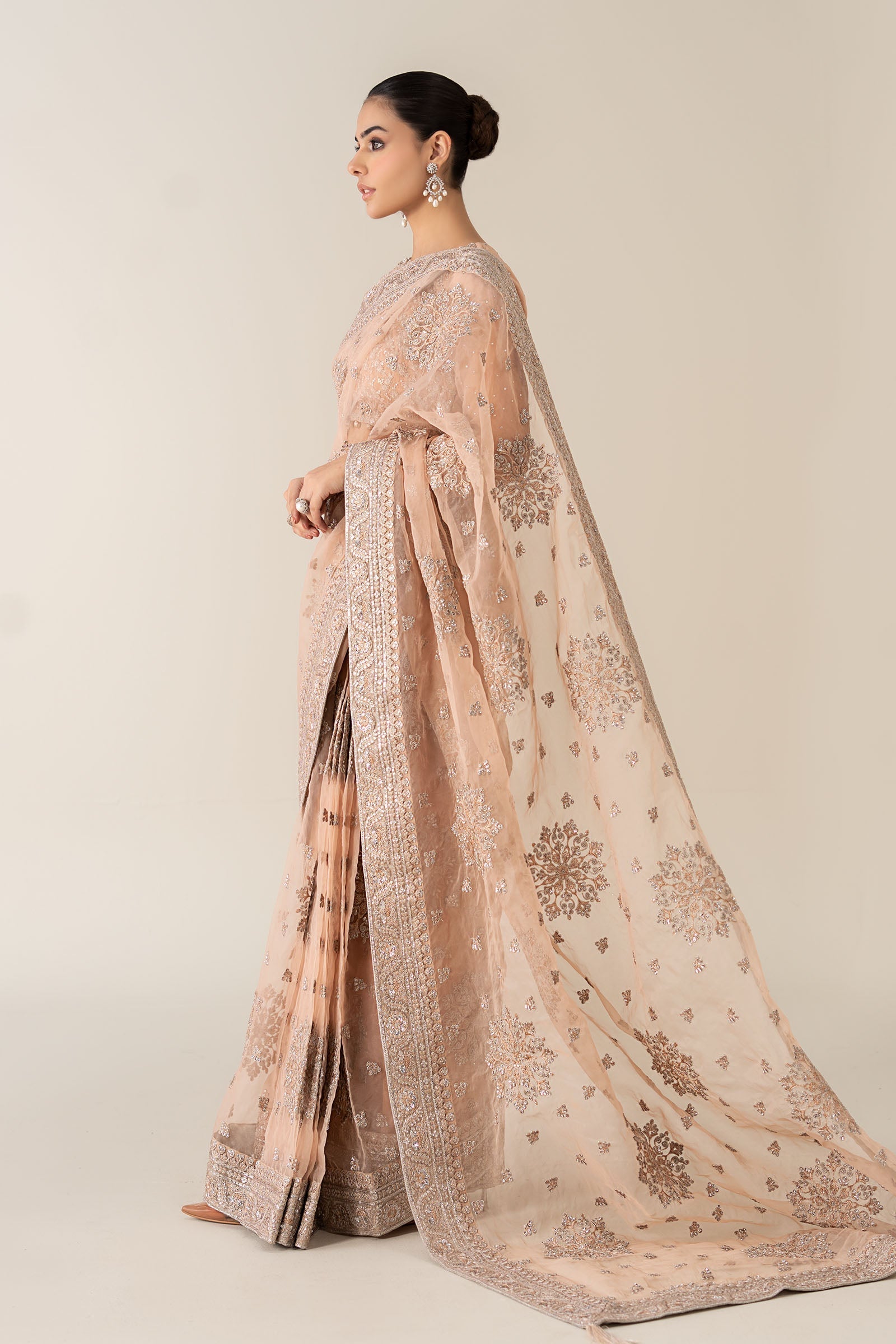 Maria B | Pre Fall 25 | Organza Saree 09 - Official Maria B - Agha Fabrics UK