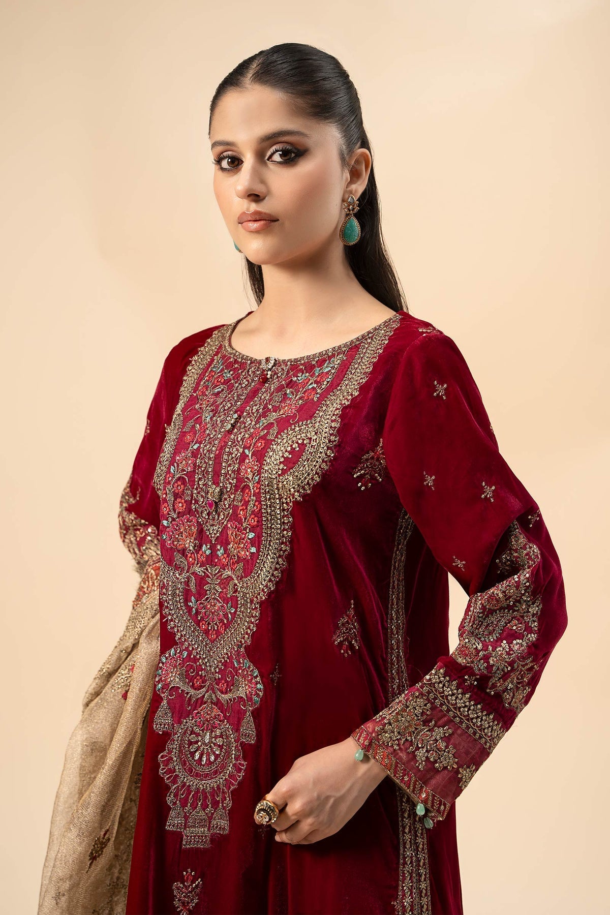 Maria B | Formal Wears | Velvet Suit | SF-W24-29 - Official Maria B - Agha Fabrics UK