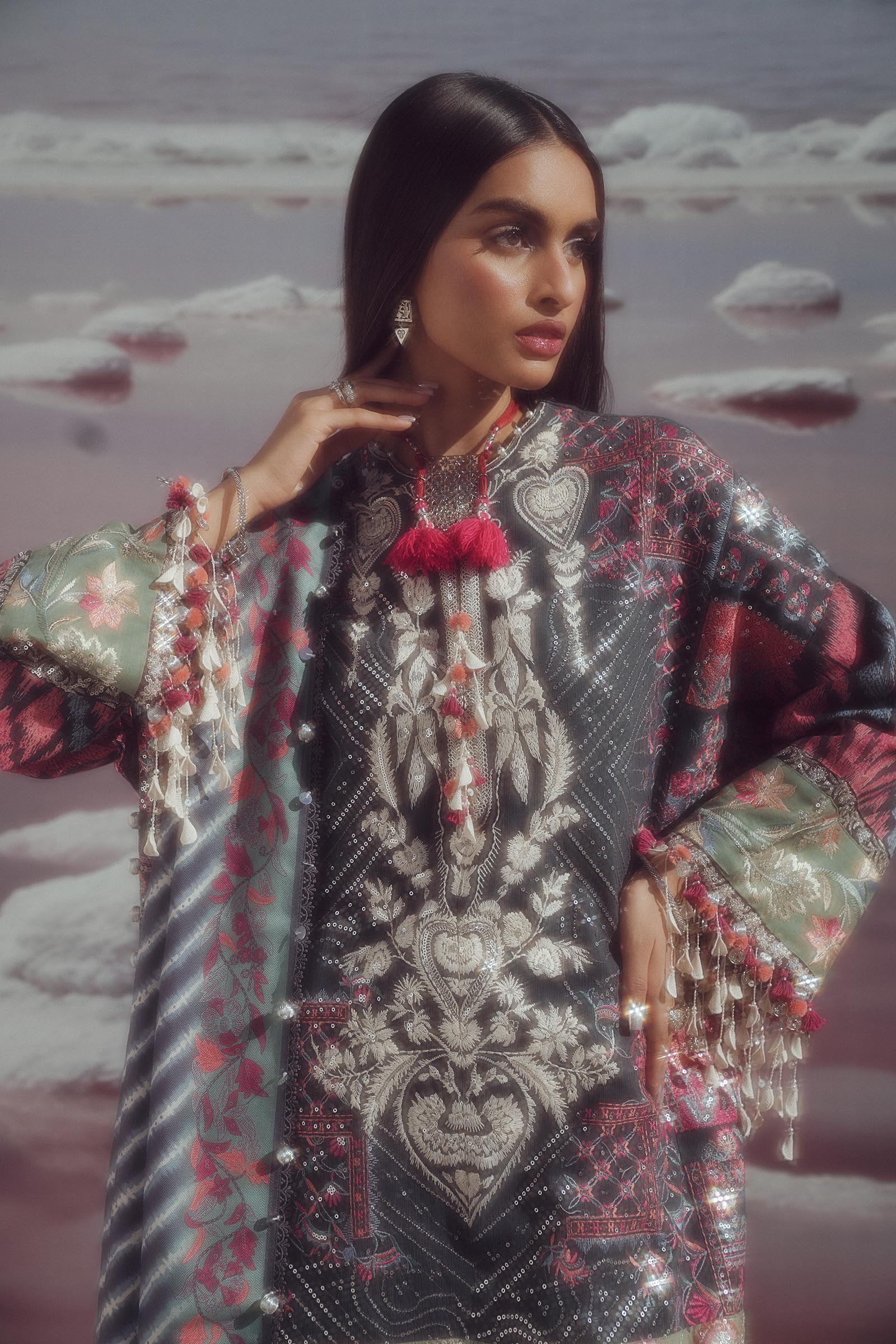 Sana Safinaz | Winter Shawl 24 | S241-007B-3CP - Official Sana Safinaz - Agha Fabrics UK