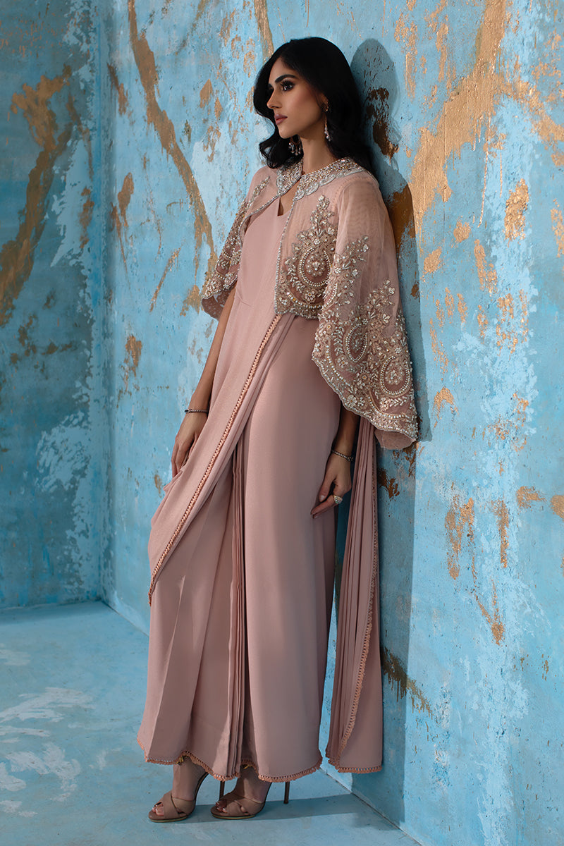 Wardha Saleem | Luxury Pret Fusion Wear | ROSALIE - FORMAL CAPE WITH DRAPE (2 PC)