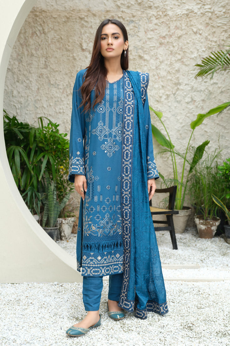 Marjjan | Aangan Embroidered Viscose | SKC-100 (TEAL BLUE) - Official Marjjan - Agha Fabrics UK