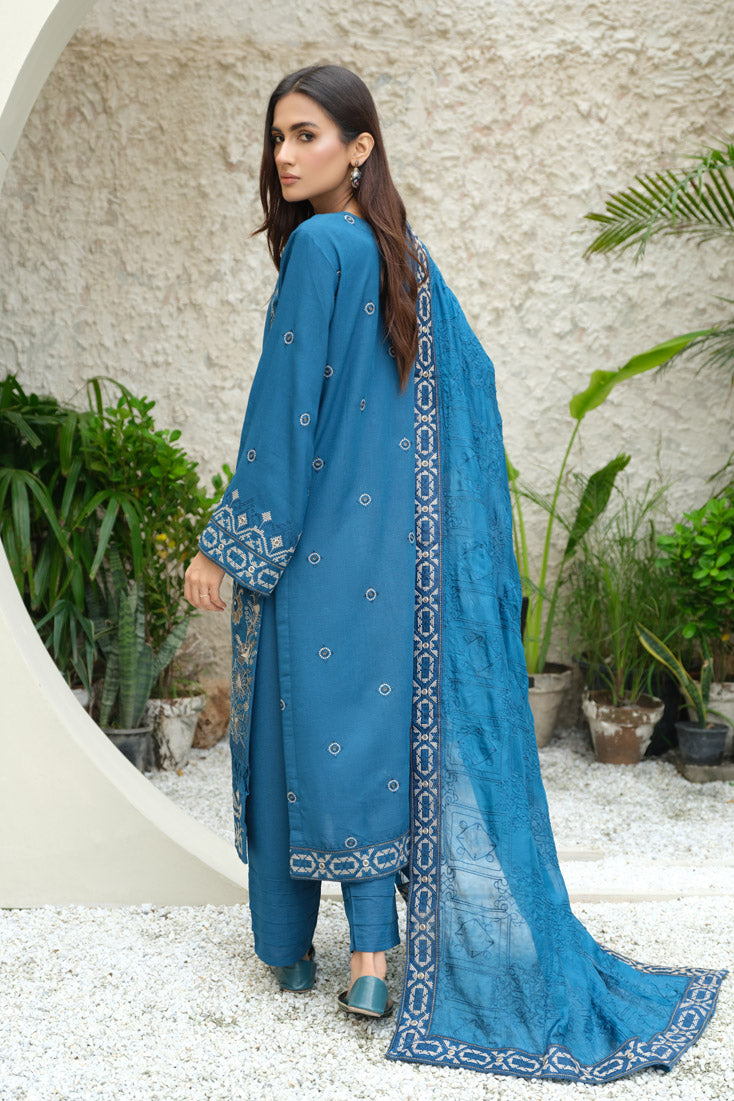 Marjjan | Aangan Embroidered Viscose | SKC-100 (TEAL BLUE) - Official Marjjan - Agha Fabrics UK