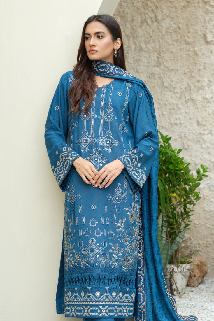 Marjjan | Aangan Embroidered Viscose | SKC-100 (TEAL BLUE) - Official Marjjan - Agha Fabrics UK