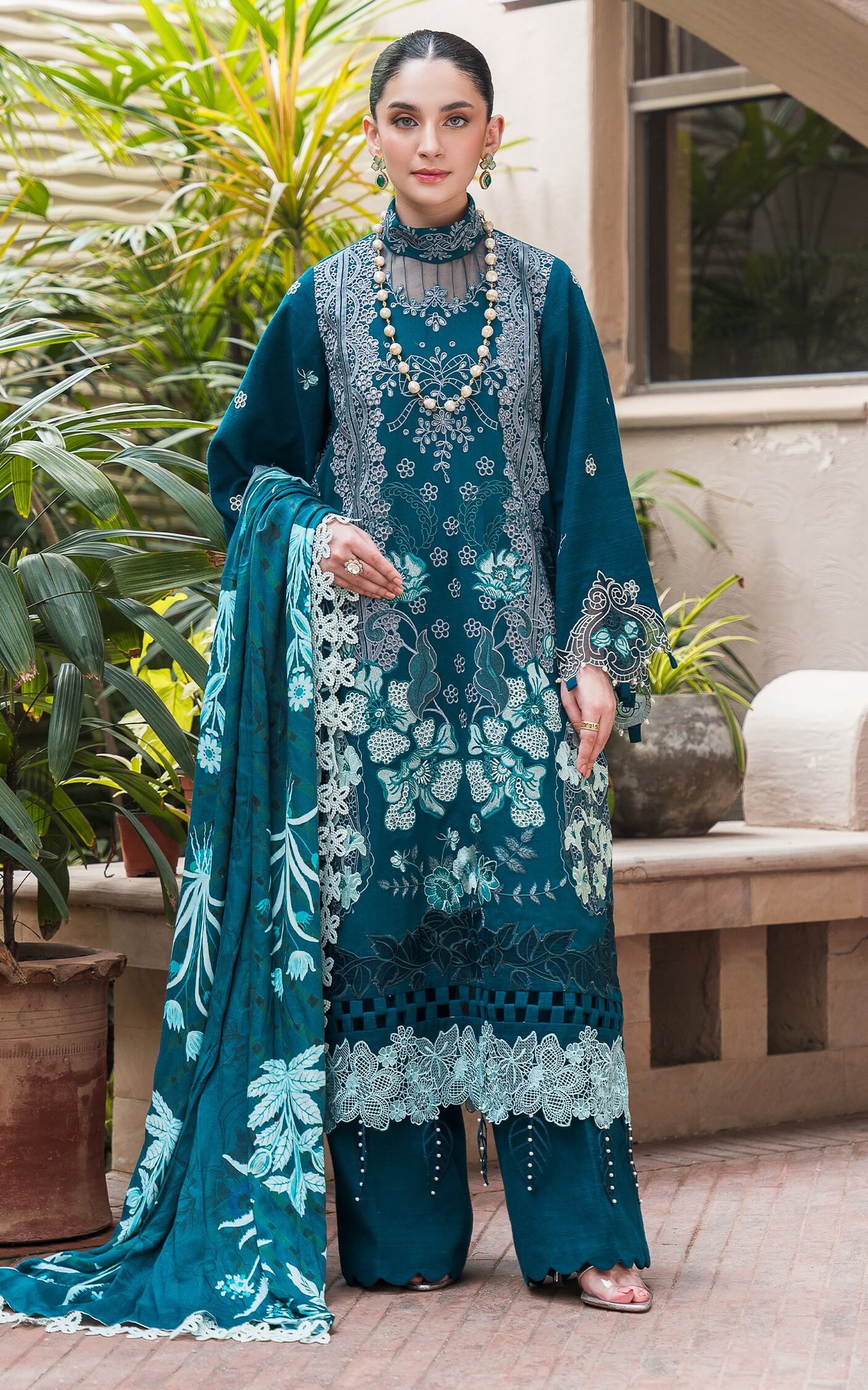 Asifa and Nabeel | Luxury Winter 24 | TEAL WL-07 - Official Asifa and Nabeel - Agha Fabrics UK