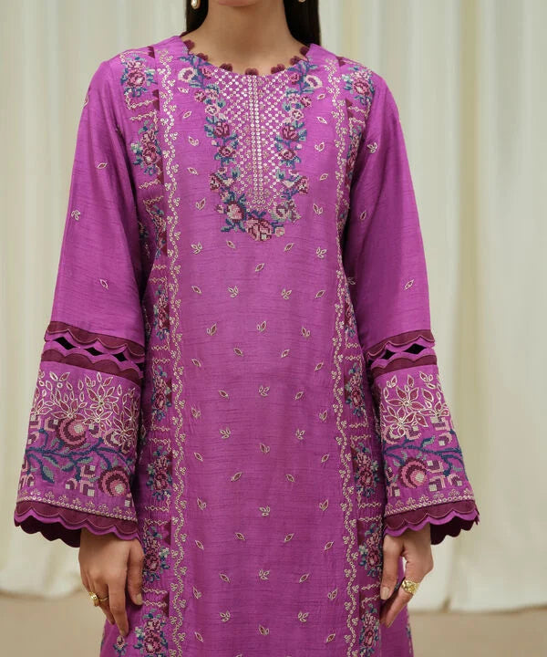 Sapphire | Fall Winter 25 | 3 Piece - Embroidered Raw Silk Suit U3FELX25V637
