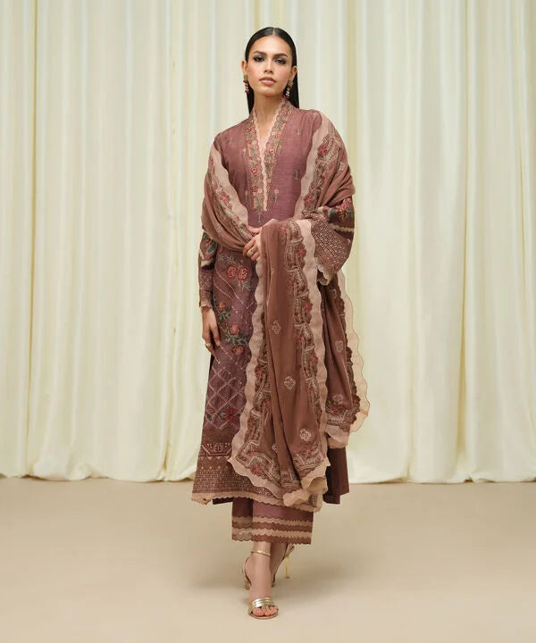 Sapphire | Fall Winter 25 | 3 Piece - Embroidered Raw Silk Suit U3FELX25V639