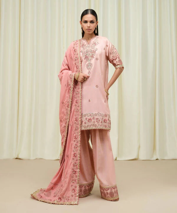 Sapphire | Fall Winter 25 | 3 Piece - Embroidered Raw Silk Suit U3FELX25V643