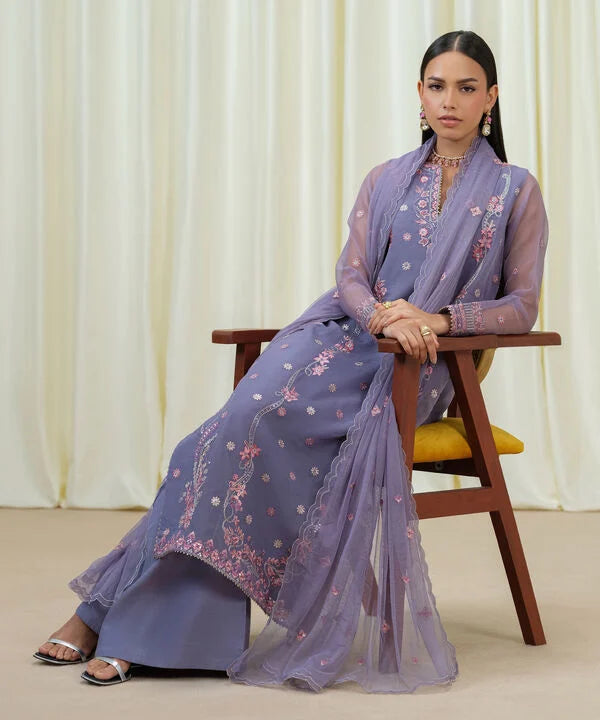 Sapphire | Fall Winter 25 | 3 Piece - Embroidered Organza Suit U3FELX25V824
