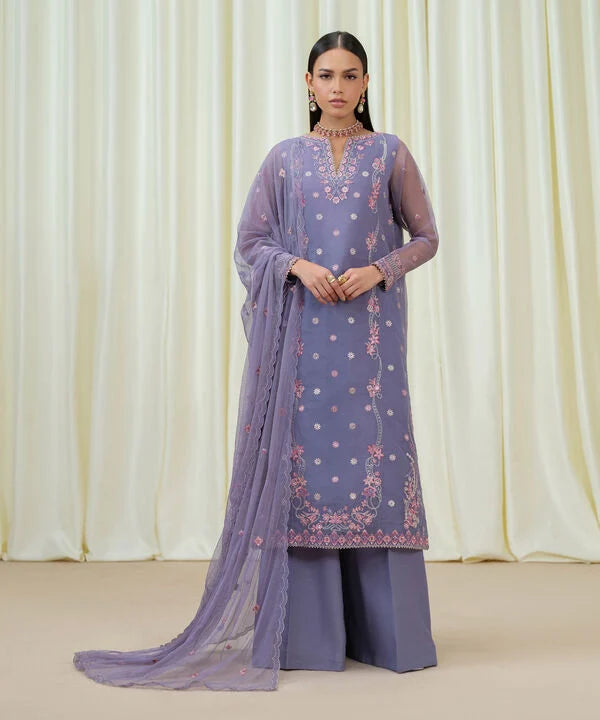 Sapphire | Fall Winter 25 | 3 Piece - Embroidered Organza Suit U3FELX25V824