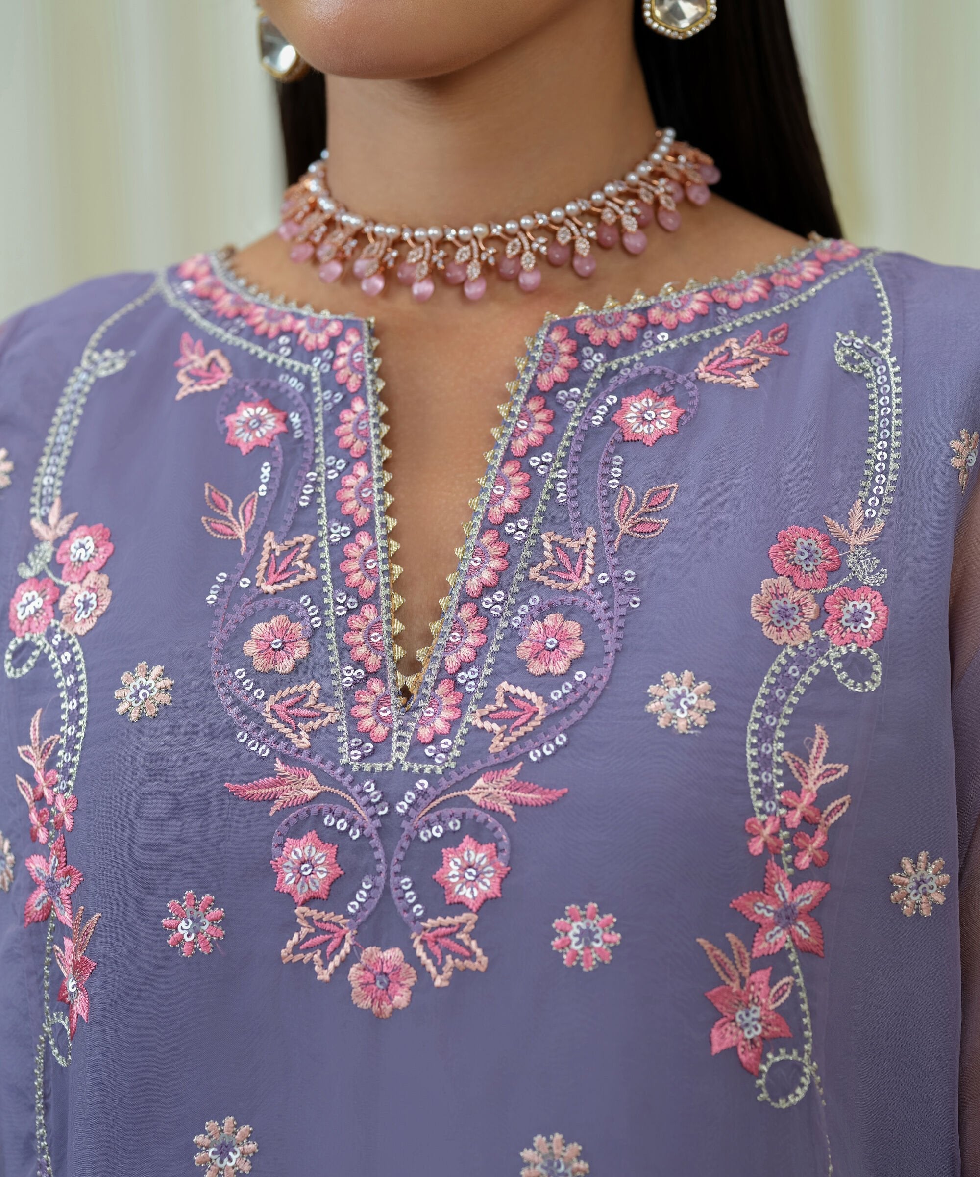 Sapphire | Fall Winter 25 | 3 Piece - Embroidered Organza Suit U3FELX25V824