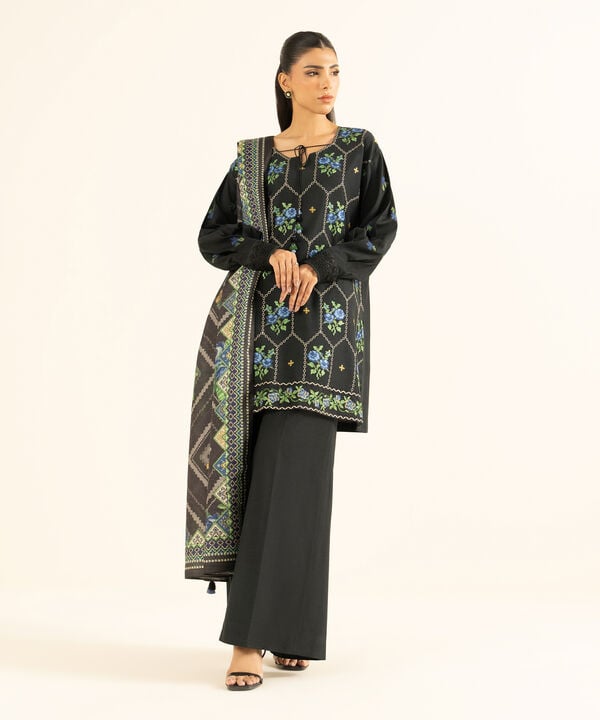 Sapphire | Fall Winter 25 | 3 Piece - Embroidered Raw Silk Suit U3FELX25V847