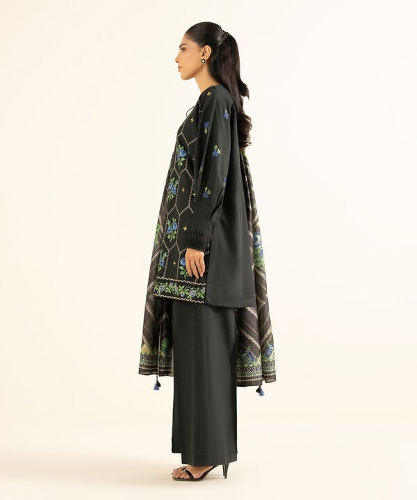 Sapphire | Fall Winter 25 | 3 Piece - Embroidered Raw Silk Suit U3FELX25V847