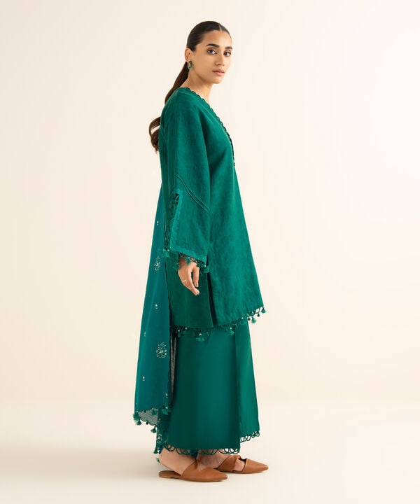Sapphire | Fall Winter 25 | 3 Piece - Embroidered Cotton Jacquard Suit U3PEJQ25V821