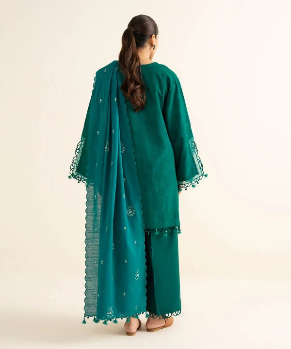 Sapphire | Fall Winter 25 | 3 Piece - Embroidered Cotton Jacquard Suit U3PEJQ25V821