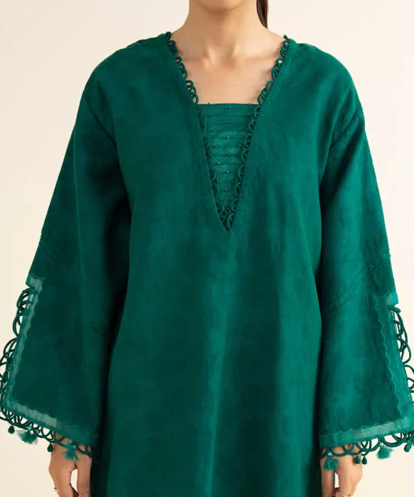 Sapphire | Fall Winter 25 | 3 Piece - Embroidered Cotton Jacquard Suit U3PEJQ25V821