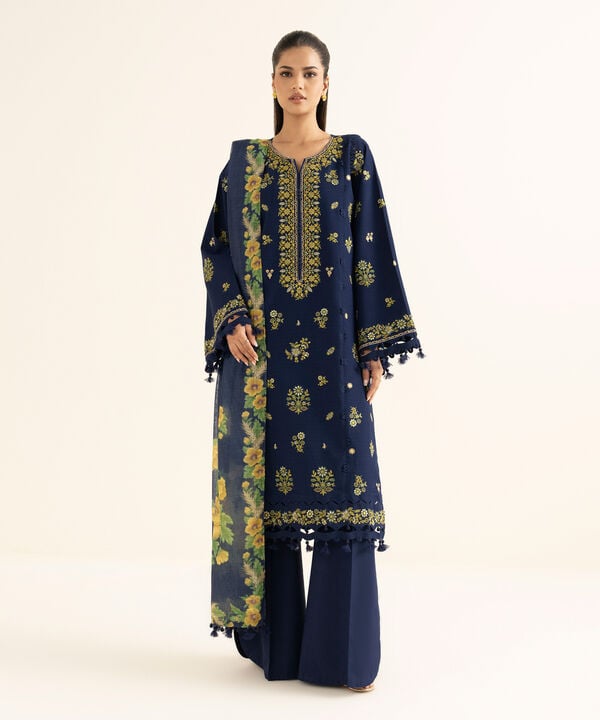 Sapphire | Fall Winter 25 | 3 Piece - Embroidered Dobby Suit U3PEST25V825