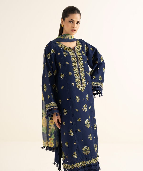Sapphire | Fall Winter 25 | 3 Piece - Embroidered Dobby Suit U3PEST25V825