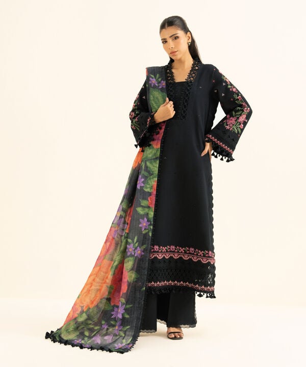 Sapphire | Fall Winter 25 | 3 Piece - Embroidered Dobby Suit U3PEST25V829