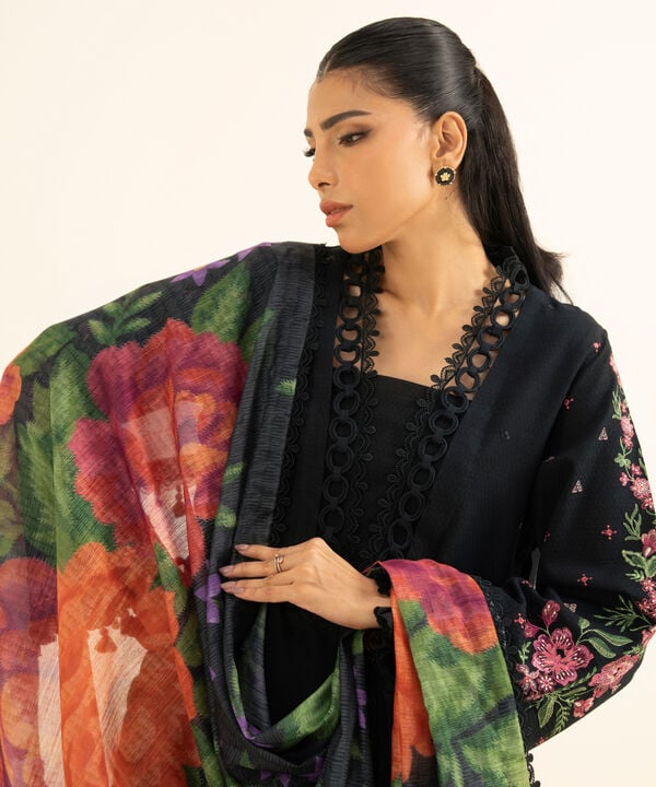 Sapphire | Fall Winter 25 | 3 Piece - Embroidered Dobby Suit U3PEST25V829