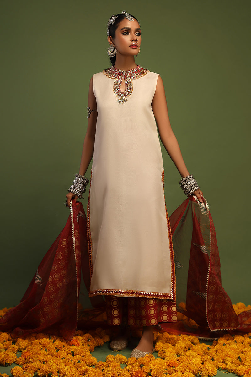 Wardha Saleem | Luxury Pret Traditional Wear | NAQSH - SHIRT WITH IZAAR (2 PC) - Official Wardha Saleem - Agha Fabrics UK