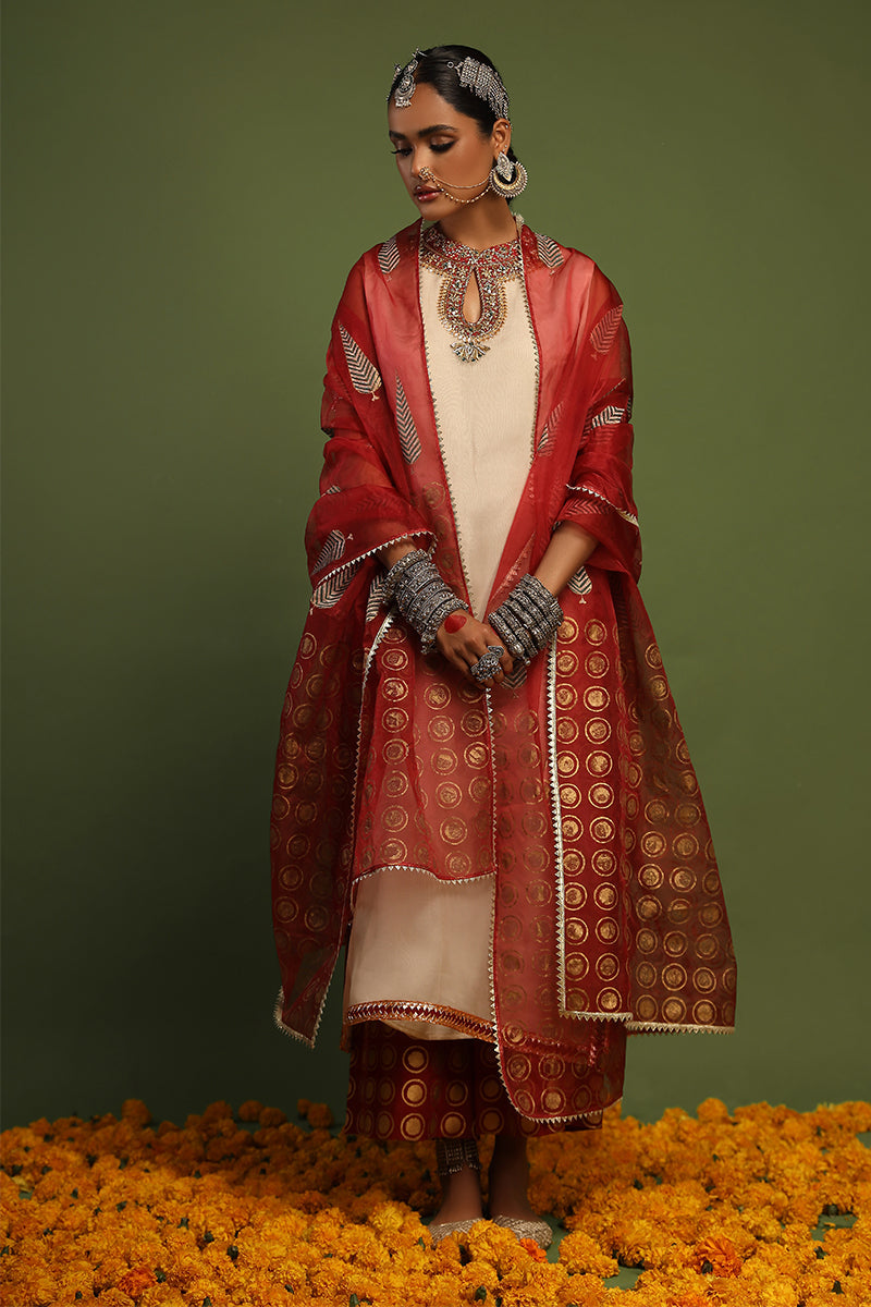 Wardha Saleem | Luxury Pret Traditional Wear | NAQSH - SHIRT WITH IZAAR (2 PC) - Official Wardha Saleem - Agha Fabrics UK