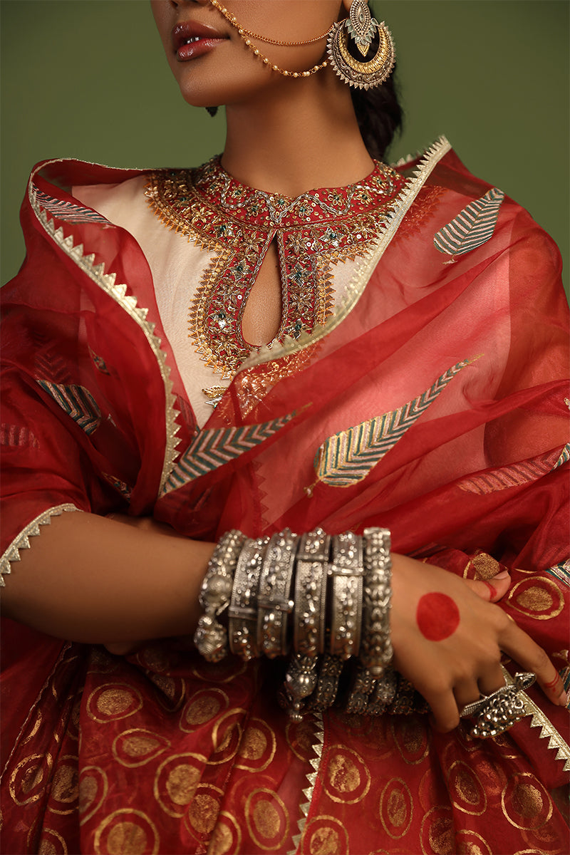 Wardha Saleem | Luxury Pret Traditional Wear | NAQSH - SHIRT WITH IZAAR (2 PC) - Official Wardha Saleem - Agha Fabrics UK