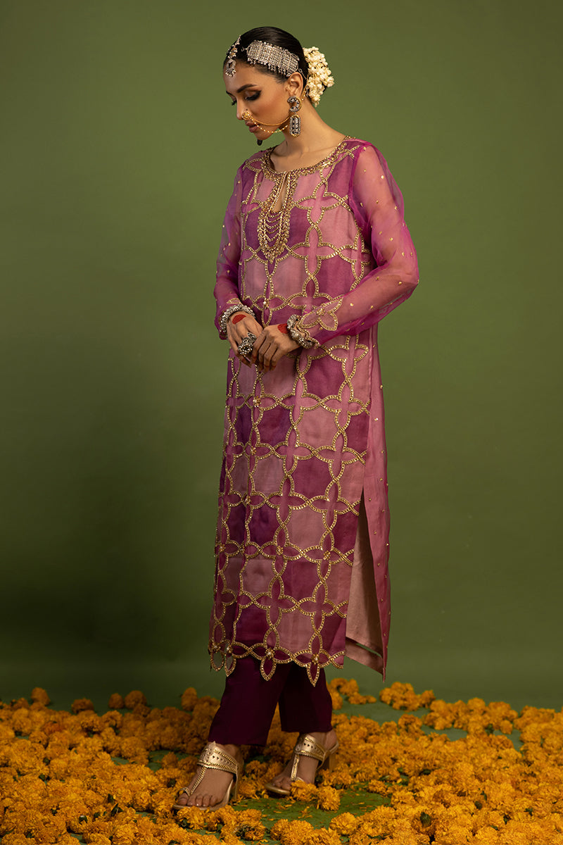 Wardha Saleem | Luxury Pret Traditional Wear | SARAAB - PLUM HEAVY (2 PC) - Official Wardha Saleem - Agha Fabrics UK