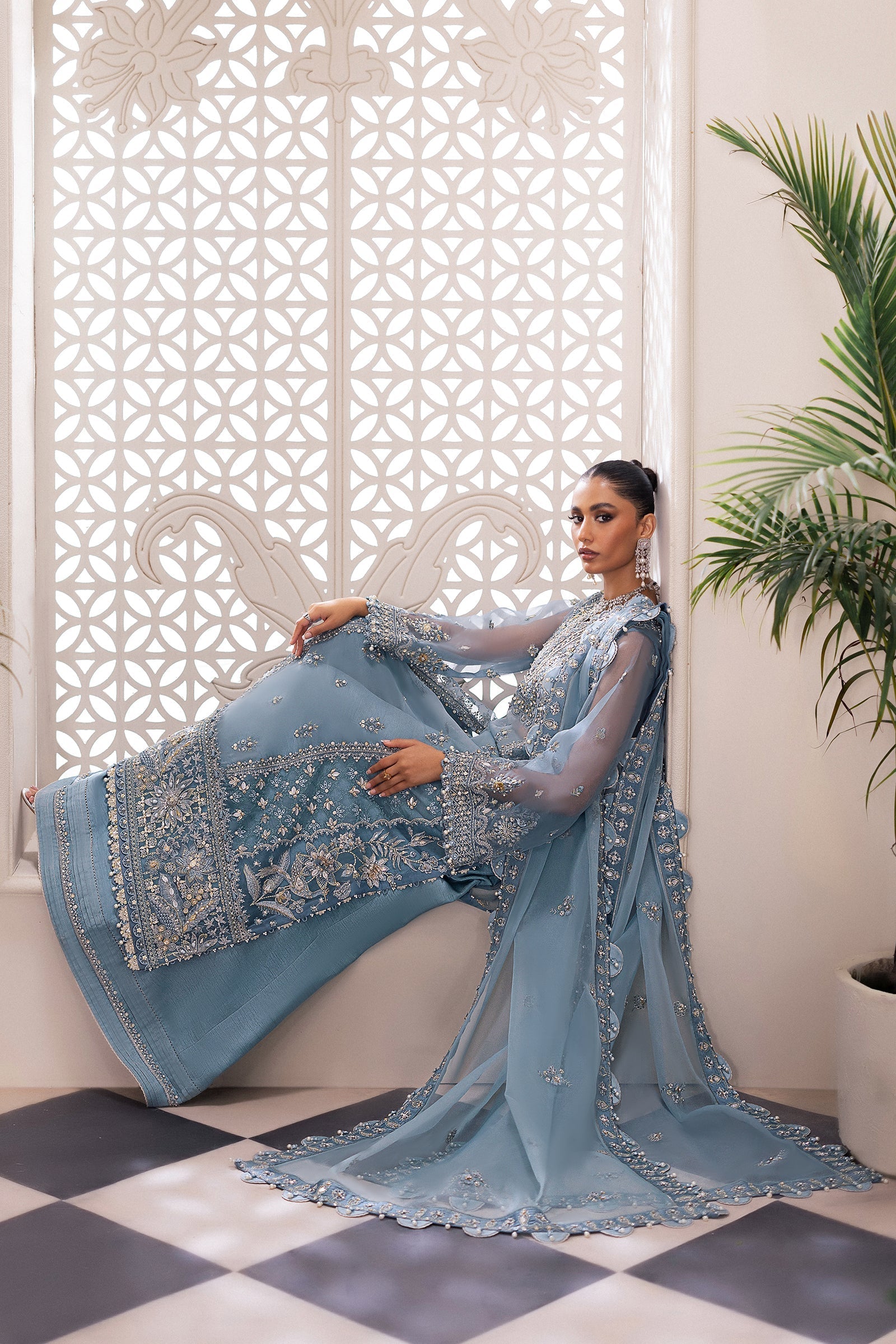 Zaha | Gossamer Formals 24 | AZURA (ZC24-07) - Official Zaha - Agha Fabrics UK