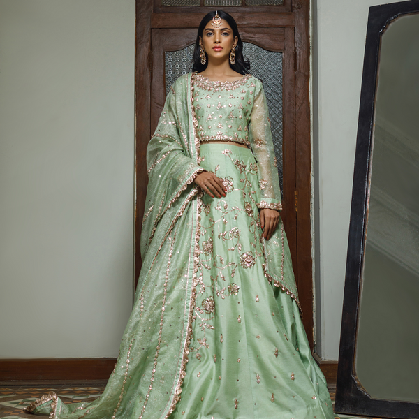 Wahajmkhan | Bahar Begum Formals | MINT BAHAR LEHNGA