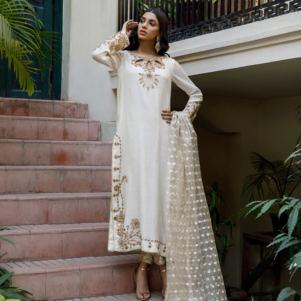 Wahajmkhan | Bahar Begum Formals | IVORY & COPPER BEGUM OUTFIT
