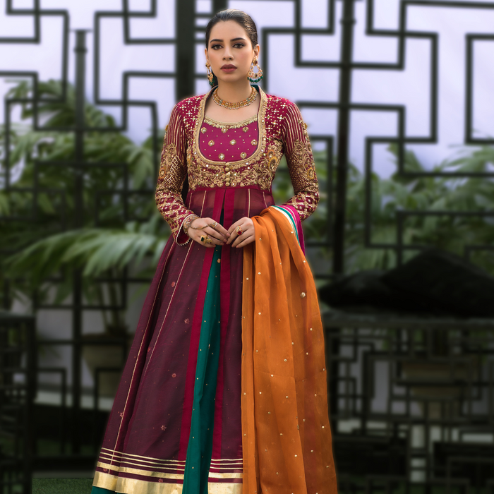 Wahaj M.Khan | Nureh Wedding Formals | Magenta Anarkali