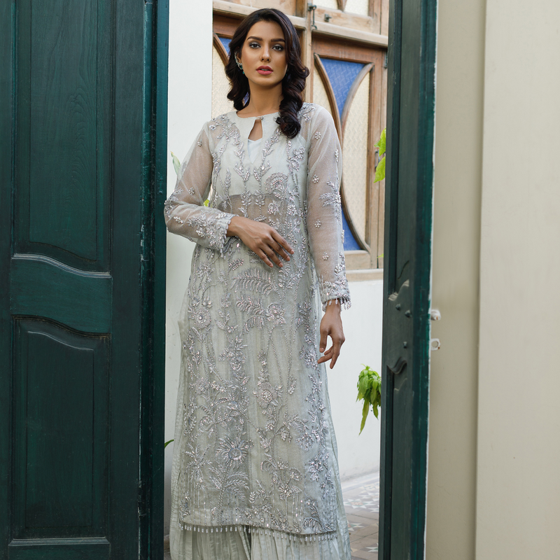 Wahajmkhan | Bahar Begum Formals | SILVER MINT BAHAR JORA