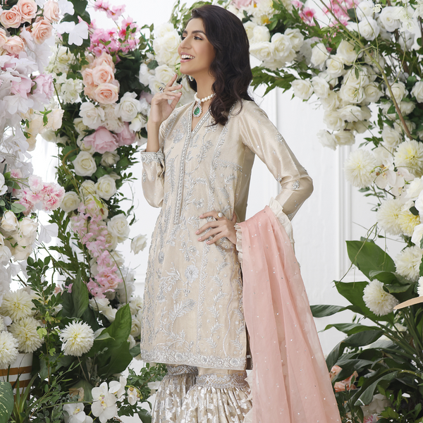 Wahajmkhan | Eden wedding Formals | GOLD GHARARA SUIT