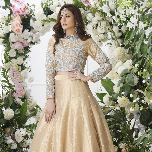 Wahajmkhan | Eden wedding Formals | ANTIQUE GOLD LENGA & CHOLI