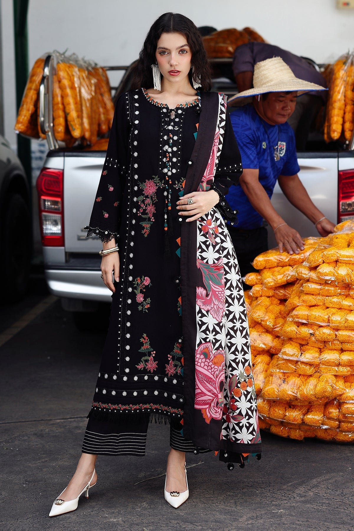 Charizma | Poshima Winters 25 | 3-pc Unstitched Wool Shawl Collection PSW5-07 - Official Charizma - Agha Fabrics UK