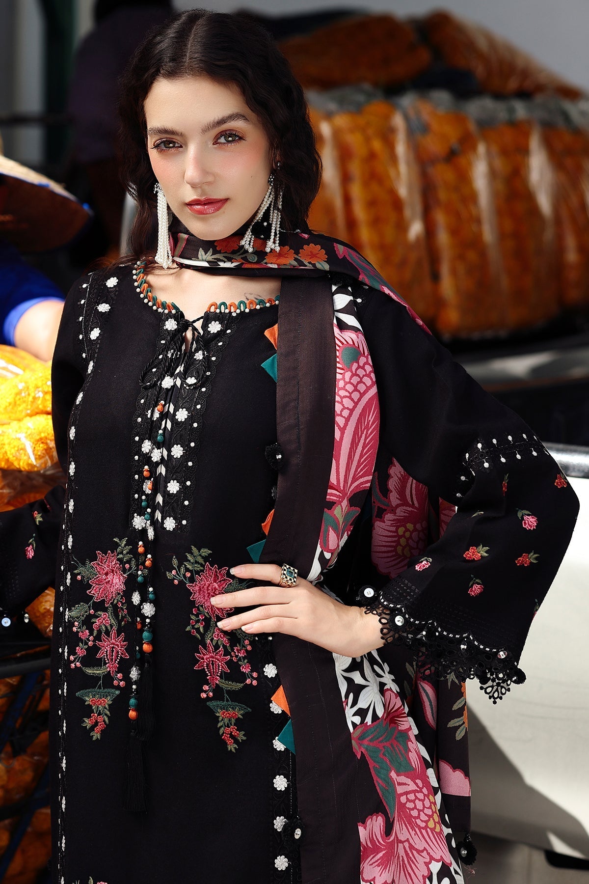 Charizma | Poshima Winters 25 | 3-pc Unstitched Wool Shawl Collection PSW5-07 - Official Charizma - Agha Fabrics UK