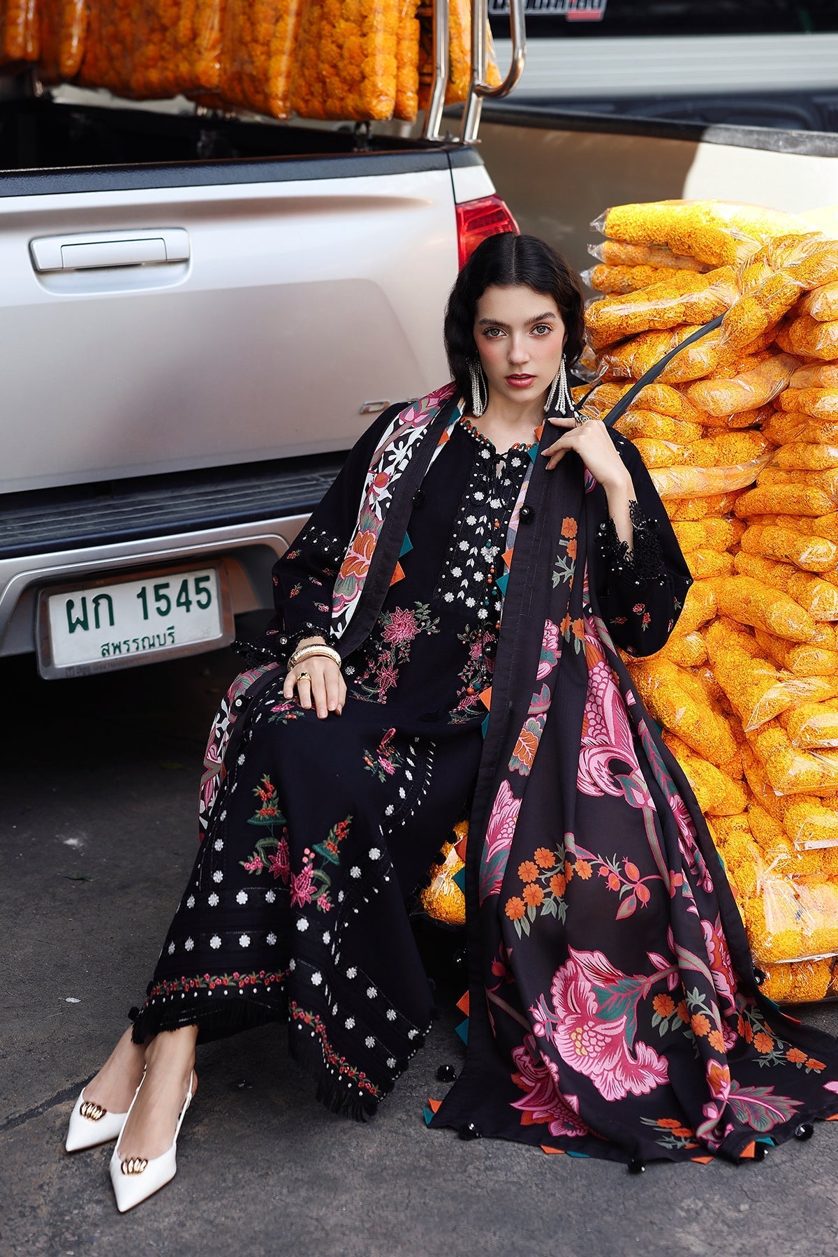 Charizma | Poshima Winters 25 | 3-pc Unstitched Wool Shawl Collection PSW5-07 - Official Charizma - Agha Fabrics UK