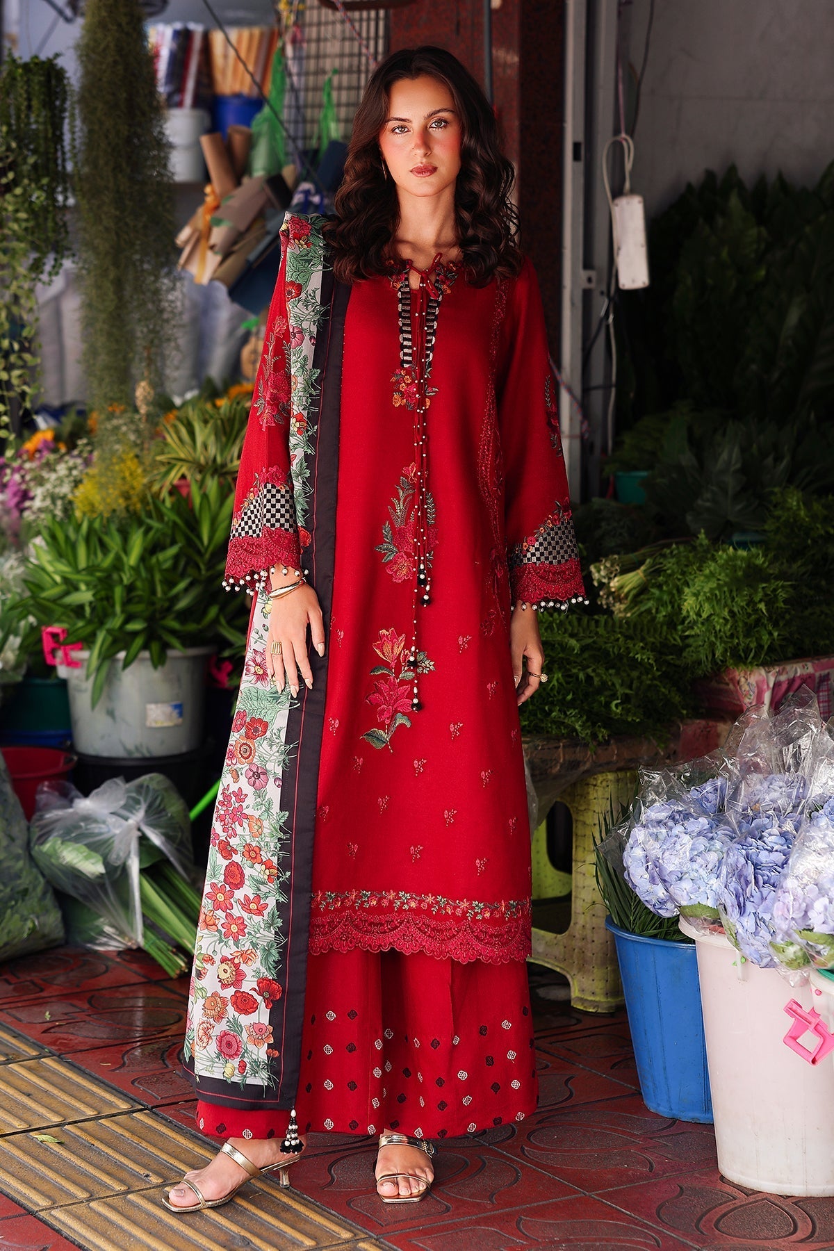 Charizma | Poshima Winters 25 | 3-pc Unstitched Wool Shawl Collection PSW5-08 - Official Charizma - Agha Fabrics UK